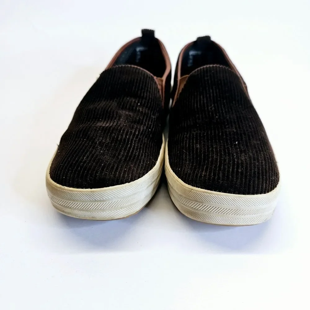 Kate Spade Slip On Sneakers Womens 7.5‎ Brown Corduroy Designer Casualwear Shoes